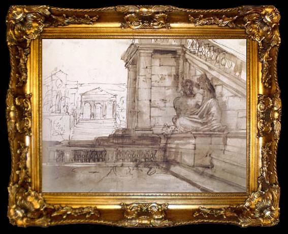 framed  Claude Lorrain View on the Capitoline Hill,Rome (mk17), ta009-2